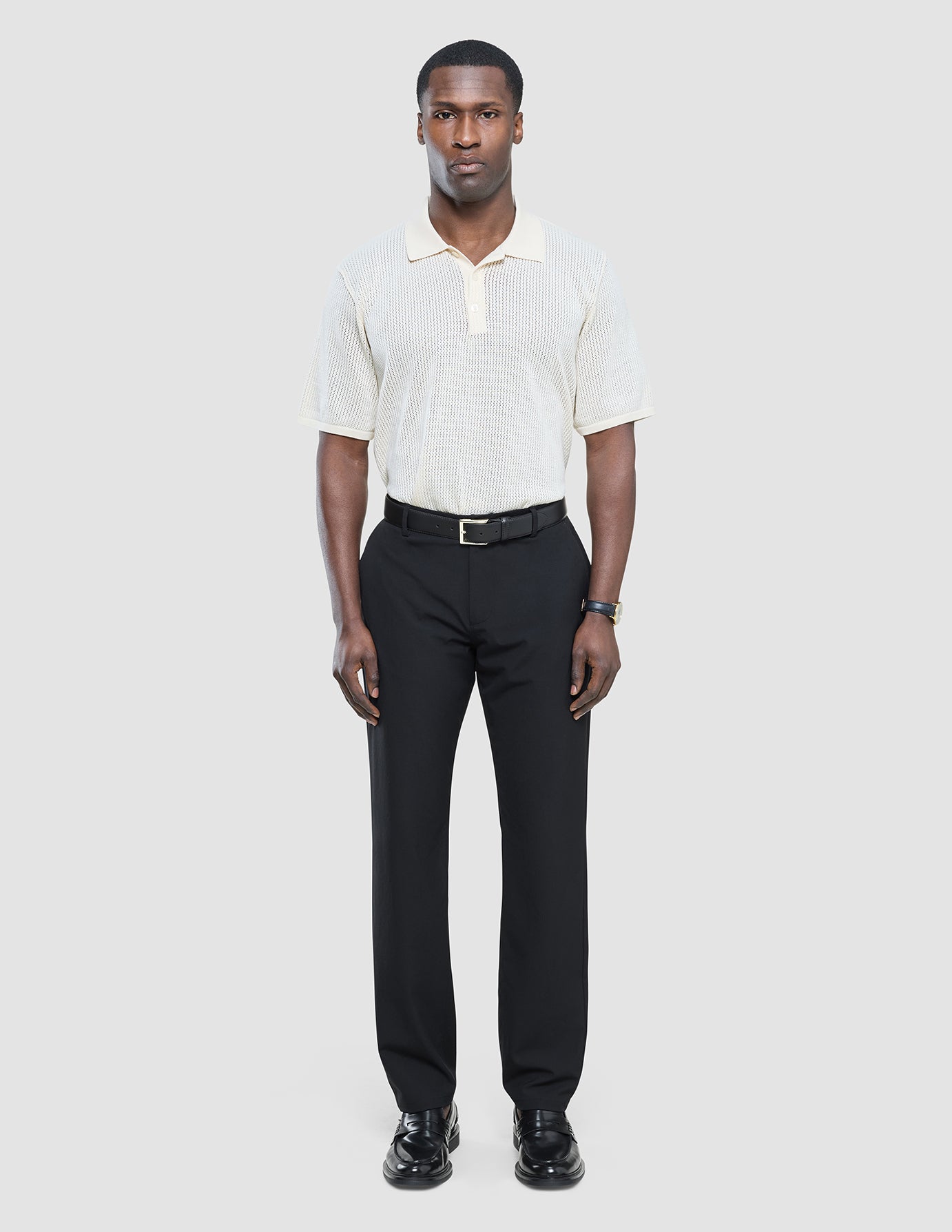 Tech Linen Elastic Pants Black